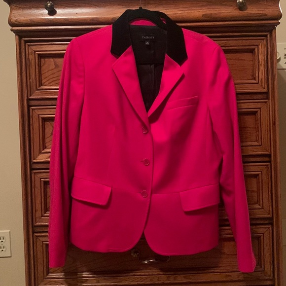 Talbots Hot Pink Velvet Collar Blazer - Picture 2 of 11